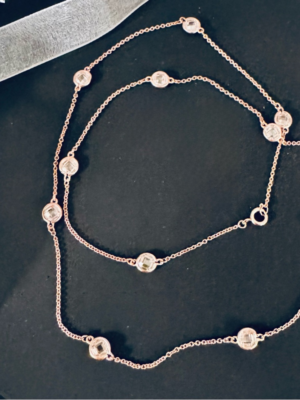 .925 Rose Gold plated Necklace with Crystal Accents - Picture 3 of 14